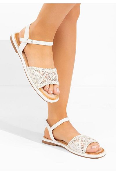 B T Shoes Welisa white flat sandals