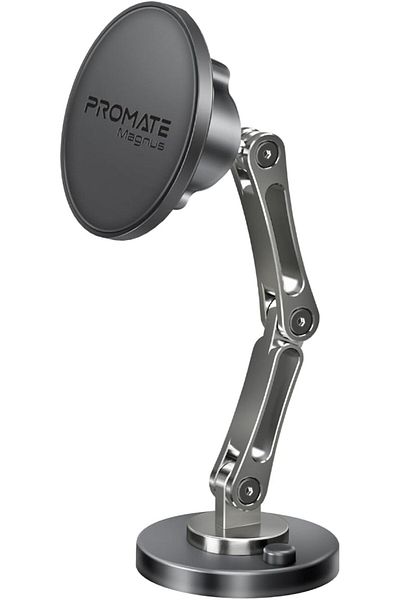 Promate Magnetic Adhesive Car Mount for Dashboard or Windshield, Adjustable Height, 360° Rotation,