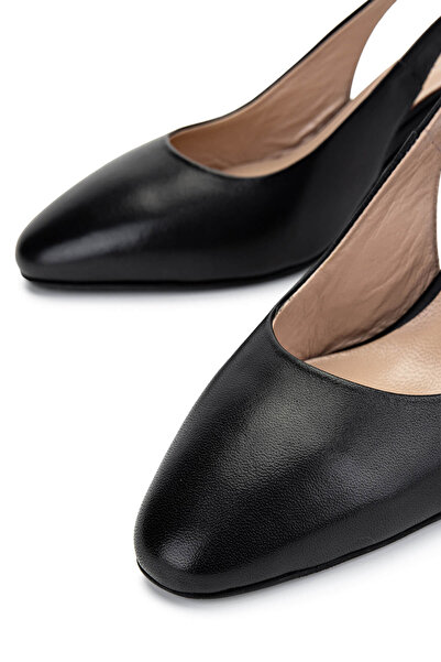 Tamer Tanca Women's Genuine Leather Black Leather Heeled Shoes