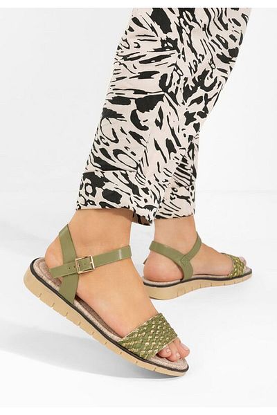 B T Shoes Sandale în carouri Brilya verzi
