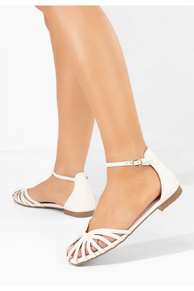 B T Shoes Beaux white flat sandals