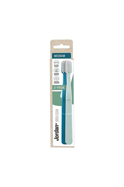 JORDAN Green Clean Toothbrush Medium 1+1