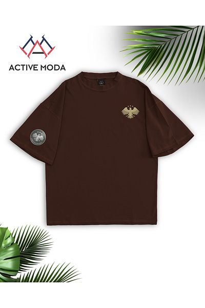 ACTIVE MODA -Men's Cotton Printed Gold Eagle Tshirt Oversize Big Size