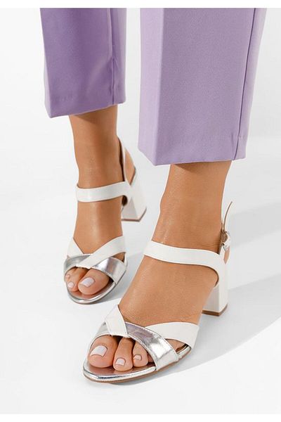 B T Shoes Marjana white chunky heel sandals