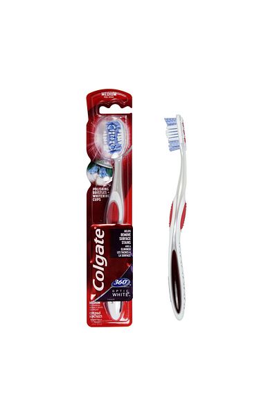 Colgate 360 Optic Whitening Medium Toothbrush Assorted Colour 1 pc