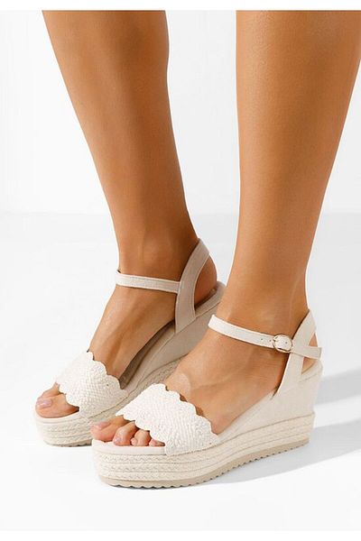 B T Shoes White Miliana platform sandals