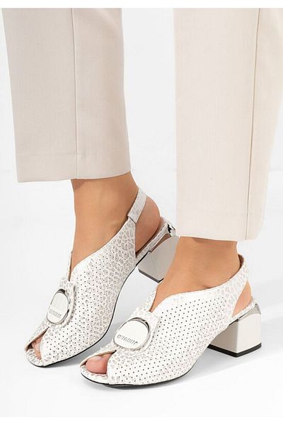 B T Shoes White Cortilia chunky heel sandals