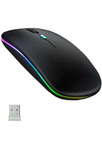 OVIO Mouse Slim Wireless Silent RGB 1600DPI for PC and Laptop Black