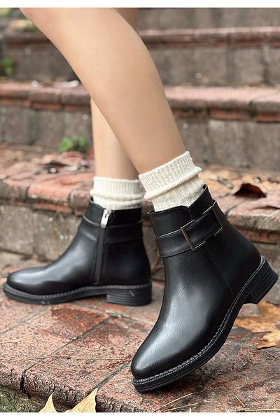 KAZAX Dawin Black Leather Heeled Boots