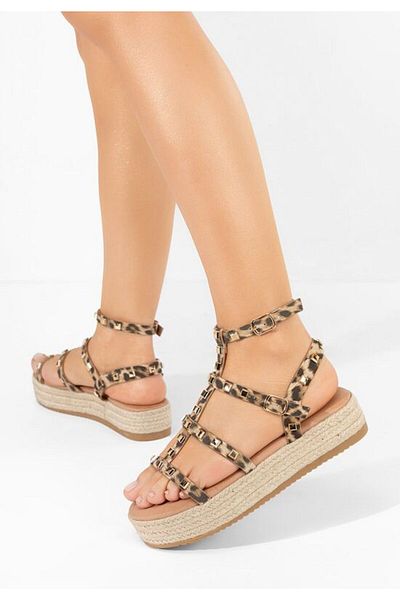 B T Shoes Sandale cu platformă Clinysa leopard