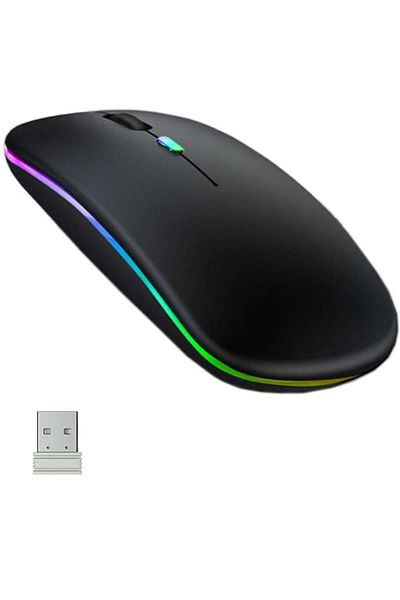 OVIO Mouse Slim Wireless Silent RGB 1600DPI for PC and Laptop Black
