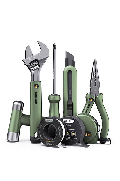 Deli 8 Piece Green Tool Kit Home Series Deli
