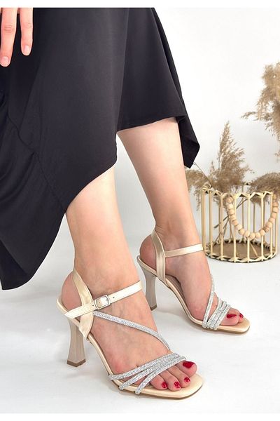 CONAHOME Gloria Beige Satin Heeled Shoes