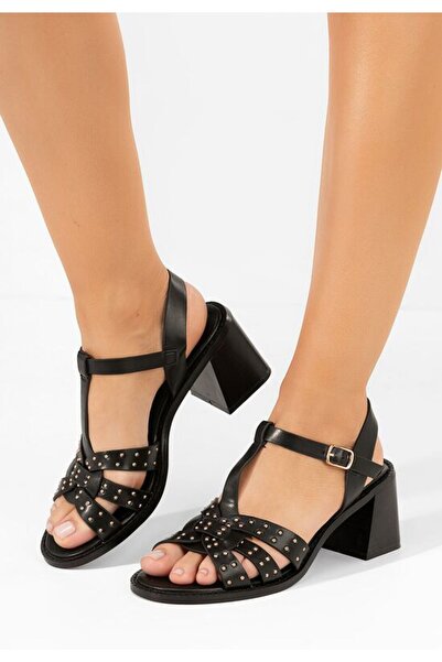 B T Shoes Black Necole chunky heel sandals