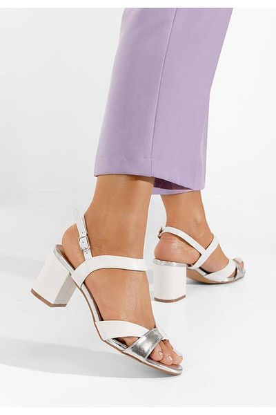 B T Shoes Marjana white chunky heel sandals