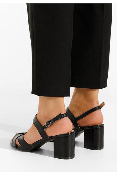 B T Shoes Sandale cu toc gros Marjana negre