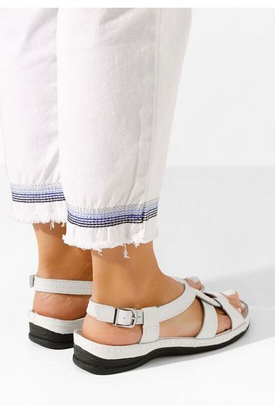 B T Shoes Sandale dama piele Zinga albe