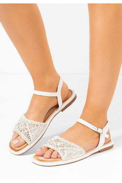 B T Shoes Welisa white flat sandals