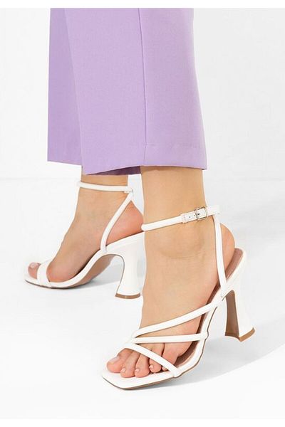 B T Shoes Sandale cu toc Jaquina albi