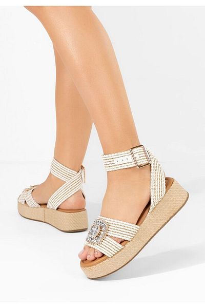 B T Shoes Dorety white espadrille sandals