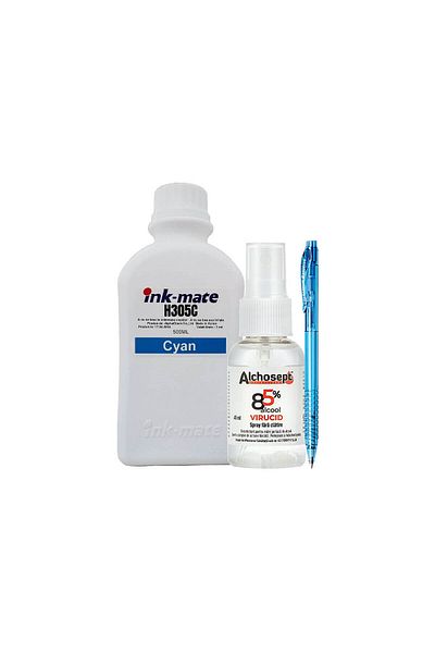 Ink-mate Set Flacone Cerneala Ink-Mate Comp HP305, 1x500ml 3YM60AE Cyan, Dezinfectant 40 ml si Pix Radius