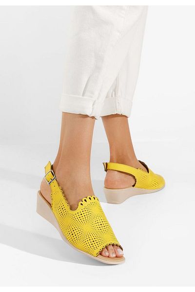 B T Shoes Claudia yellow leather women's sandals