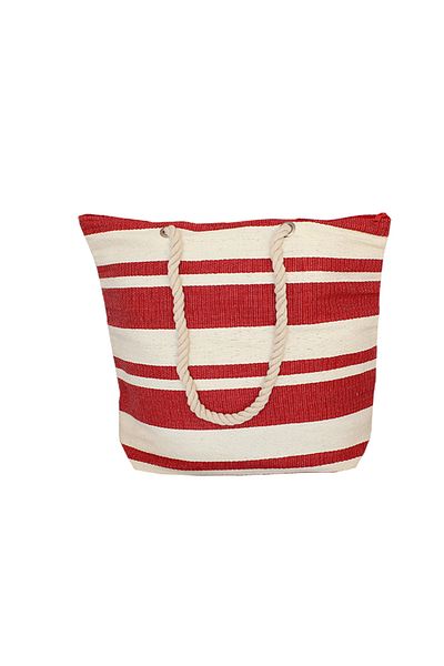 vivo Beach bag, striped, red/white, 42 x 36 cm, BB818-RED