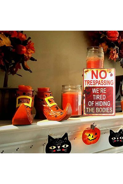 HOTMNTY Decorative Halloween sign HOTMNTY, metallic, white/red, 20 x 30 cm