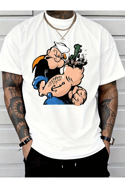 AEMİ Tricou unisex oversized cu imprimeu Popeye Temel Reis, decolteu rotund