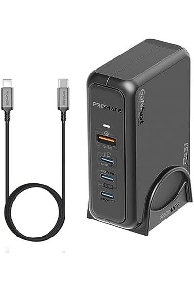 Promate شاحن USB-C GaN مع توصيل طاقة من النوع C بقوة 140 وات