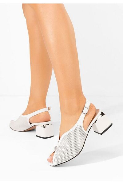 B T Shoes White Lacie chunky heel sandals
