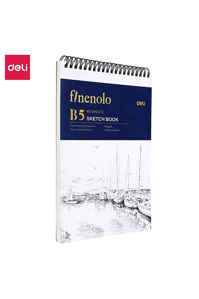 Deli EN025 Sketch Book B5 100g 40 Sheets White – Ideal for Artists, Designers, and Students