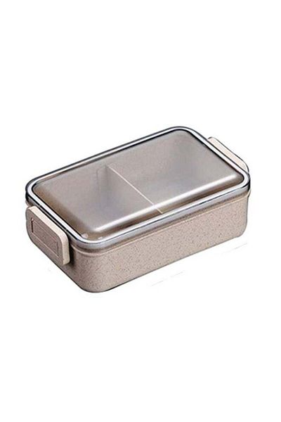 COOYA Beige Bento Lunch Box for Kids,2-Compartment BPA-Free&Leak-Proof Food Container