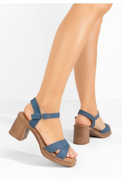 B T Shoes Sandale cu toc gros Jacqualine denim