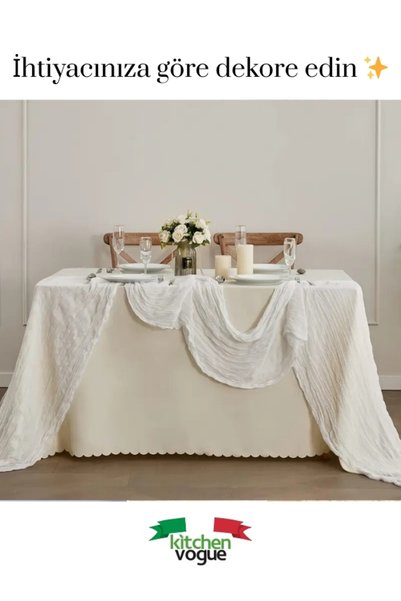 Kitchen Vogue Runner Bohem Tablecloth 100% Cotton Decorative |   Wedding, Party, Promise, Engagement Decoration Tableware Ornament
