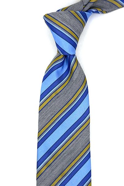 Kravatkolik Gortroe Style Grey Line Pattern Italian Silk Tie Ik1956