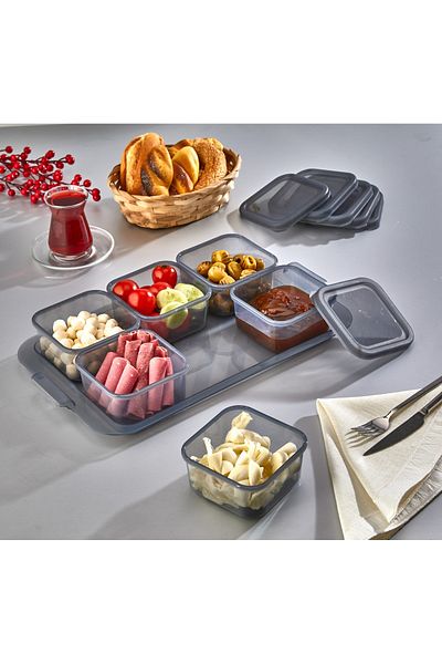 Cosiness Pratic 6-Piece Breakfast Set with Tray - (6 Storage Containers 400 Ml.+1 Tray)