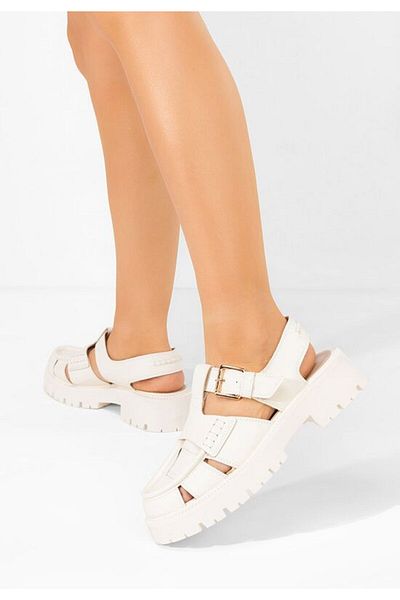 B T Shoes White Sadye thick-soled sandals