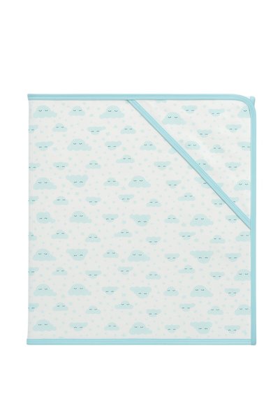 SeaBubbles Cloud Patterned Double Sided Baby Combed Cotton Blanket (85X85Cm) Standard Green
