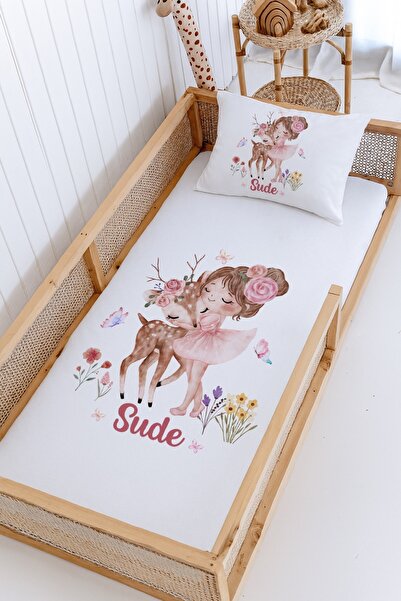 Lilabio %100 Pamuk İsme Özel Montessori Yatak Pike Seti 100x200 Prenses ve Ce...