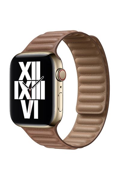 THD Leather Link Strap Saddle Brown For Apple Watch 42/44/45 Mm, Universal Size