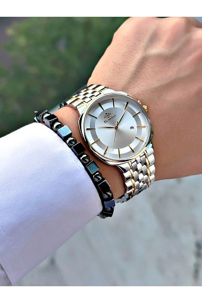 Bentini Men's Wrist Watch with Calendar – Steel Band, Waterproof, 2-Year Warranty, Gift Bracelet