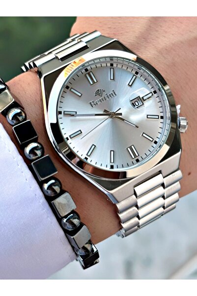 Bentini Men's Wrist Watch with Calendar – Steel Band, 3 Atm Water Resistant, 2-Year Warranty, Gift Bracelet