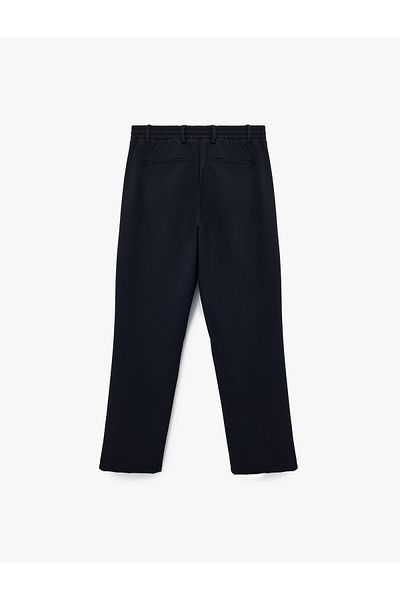 Koton Buttoned Double Leg Stretch Slim Fit Trousers with Tie-Up Waist