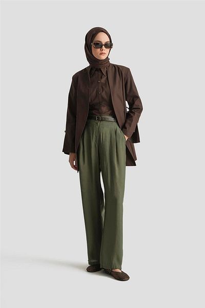 Armine Belted Palazzo Trousers 25Y2810 Khaki