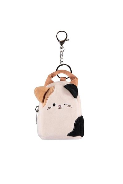 DIFUZED Mini backpack keychain, Squishmallows, Cameron the kitty, beige, black and brown, 11x9x5 cm, Difuzed