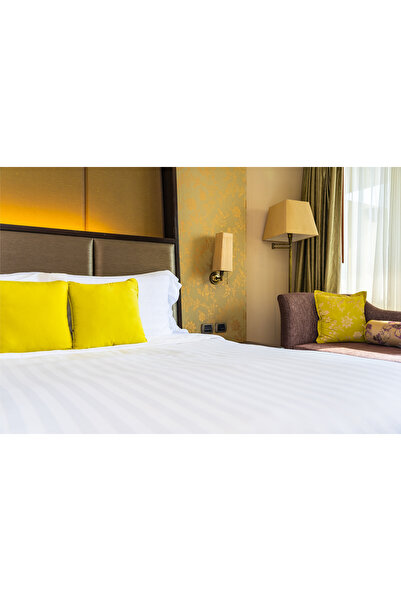 TFEX White Bed Sheet Satin Striped Hotel Type 1 Piece