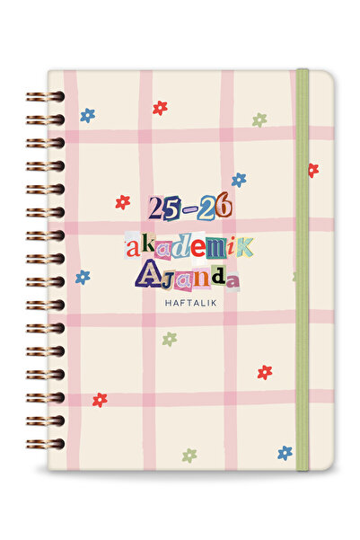 PAPERORA 2025-2026 A5 Spiralli Renkli Akademik Ajanda 16 Aylık Motivasyon Sayfalı - Krem