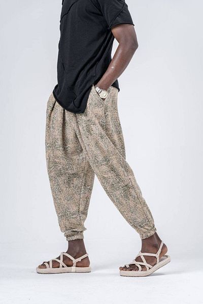 SUPERBLUE Ανδρικό παντελόνι με καρό σχέδιο Cream Jogger Shalwar