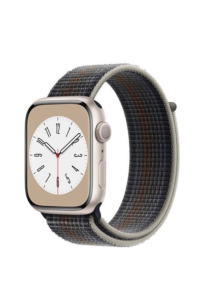 THD Curea textila sport loop marca THD pentru Apple Watch 45 mm seria 8, marime universala, gri midnight